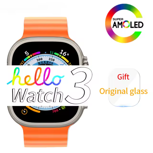 Hello Watch 3-reloj inteligente para hombre y mujer, pulsera deportiva Ultra AMOLED de 49mm, NFC, brújula, Bluetooth, llamadas, Original, para Apple, 2024 - 1