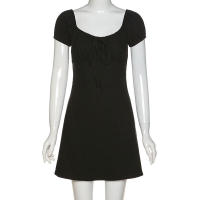 Falda corta con cuello en V y mangas sin espalda para mujer, novedosa - details 2