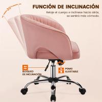 Oficina Terciopelo con Rudas Giratorias 360 °    con Función Inclinación Sillon Trabajo Altura Ajustable Tapizada Terciopelo Rosa - details 3