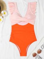 2025 Ztvitality traje de una pieza con cruz hueca y volantes lisos, traje de baño para mujer, ropa de playa - details 23