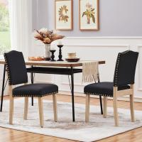 Juego de 4 sillas de comedor con respaldo alto, sillas de cocina, patas de madera maciza, diseño clásico, con botones bronceados, sillones y sillas para salón, asientos tapizados - details 22