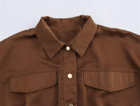 Conjunto de Camiseta y Pantalón Ouwu Estilo Retro Marrón para Primavera y Verano - details 4