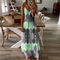 Vestido largo informal de verano para mujer, ribete sin mangas con estampado moderno - details 4