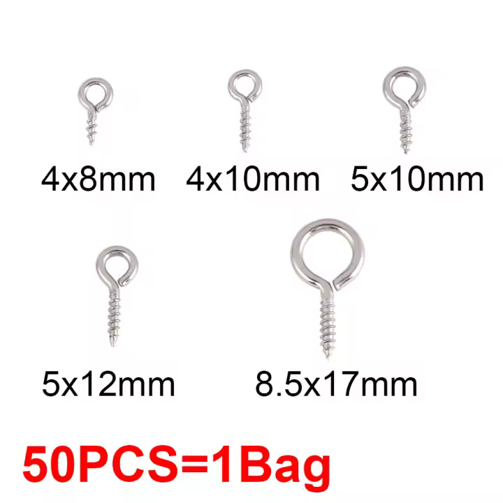 50 piezas tornillos ojos acero inoxidable productos fabricación de para joyería de accesorios ojos de gancho de tornillo joyas de gancho de tornillo - 1