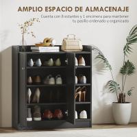 Puerta ancha de 2 hojas con estantes ajustables para 12 pares de zapatos, entrada de pasillo, 83x30x90 cm, blanco - details 11
