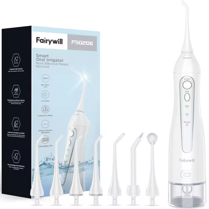Aflujadores de Agua Fairywill para Dientes 300ML Portátil Inalámbrico Limpiador de Dientes 3 Modos Recargable Impermeable - 1