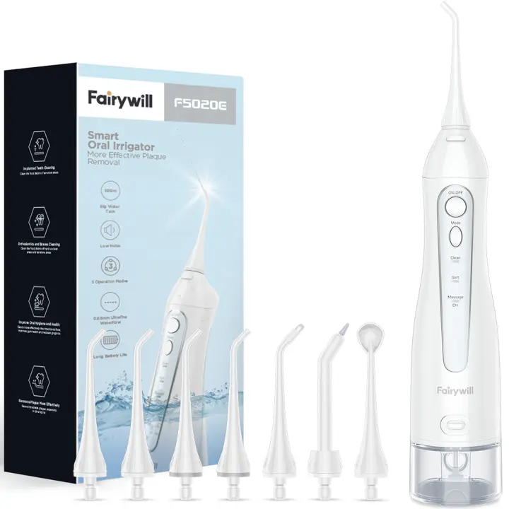 Aflujadores de Agua Fairywill para Dientes 300ML Portátil Inalámbrico Limpiador de Dientes 3 Modos Recargable Impermeable - 1