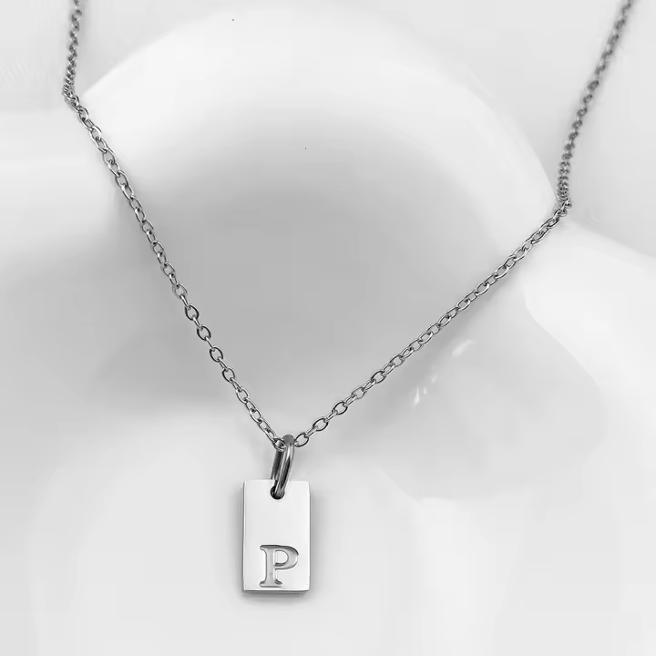 Collar colgante femenino de acero inoxidable plateado con joyas de moda colgantes iniciales - 1