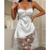 Vestido De Dormir Para Mujer Sexy Encaje Erótico Camisole Floral Lencería Noche Mini Vestido De Suelto Sin Mangas Cuello V - details 5