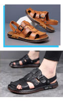 Sandalias de verano de los hombres de la bolsa de cuero de la cabeza sandalias de los hombres de desgaste exterior de conducción de doble propósito antideslizante zapatos de playa de moda de los hombres de carne de vacuno suelas de tendón - details 14
