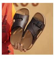 Nuevas sandalias deslizantes, zapatos planos con punta redonda, suela suave y gruesa, zapatillas en espiga, zapatillas con hebilla de cinturón para hombre - details 16