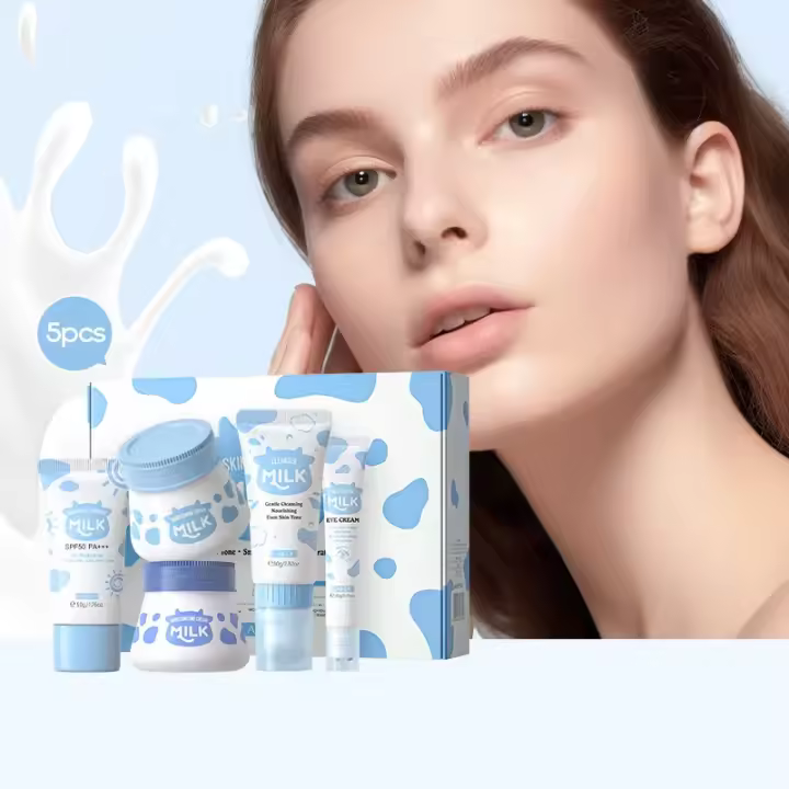 Set de Cuidado de la Piel de Leche LAIKOU Crema Facial, Limpiador Facial, Sérum Hidratante, Protector Solar, Crema para los Ojos Herramientas de Cuidado de la Piel de Belleza - 1