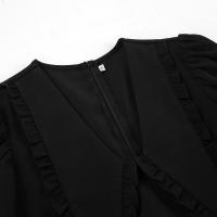 Collar de muñeca Little Primavera Verano Nuevo vestido negro de manga larga con cintura ajustada - details 16