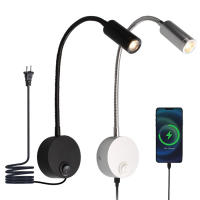 Candelabro de pared enchufable, lámpara de pared de cabecera con enchufe e interruptor, luz de pared de dormitorio con puerto de carga USB para sala de estar de Hotel - details 0