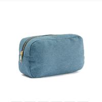 Bolsa de cosméticos de tela vaquera azul de 4 tamaños con cremallera, bolsa de almacenamiento de viaje Vintage, organizador de papelería, bolsa de maquillaje de Color sólido para mujer - details 2