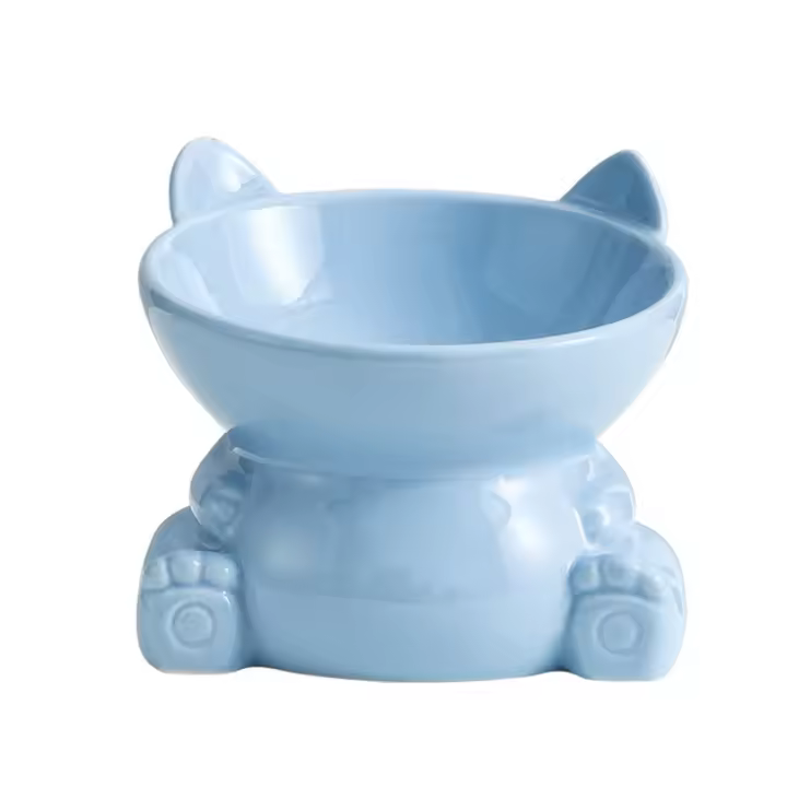 Suministros para mascotas, cuenco de cerámica para gatos, cuenco de alimentación creativo y bonito para comida de perros, boca inclinada, alimentador antideslizante para beber para mascotas, gatitos y cachorros - 1