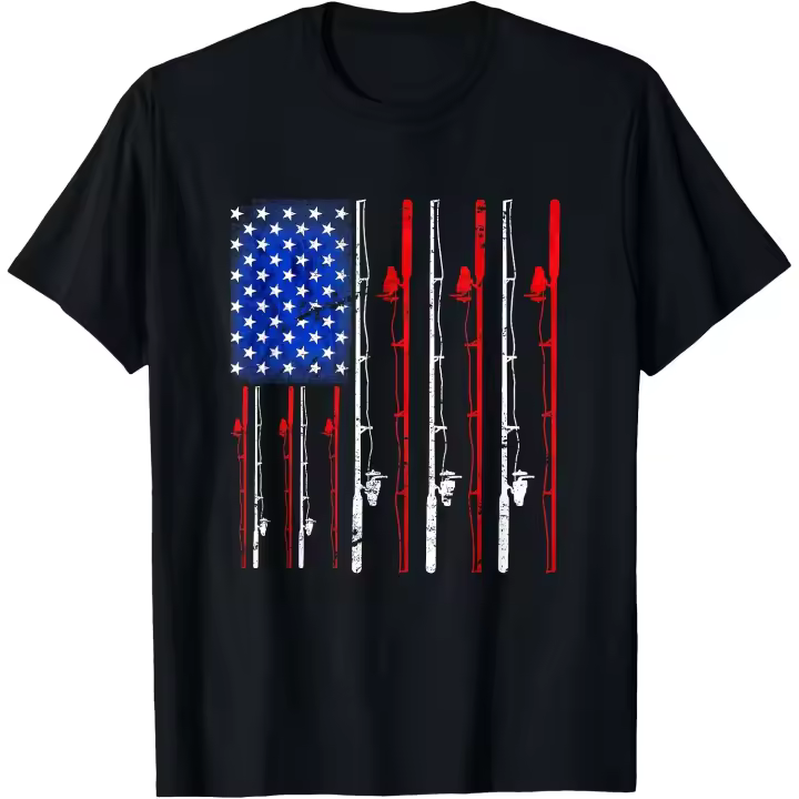 Camisa de pesca Camisa de bandera americana Camiseta de pesca Camiseta de hombre - 1