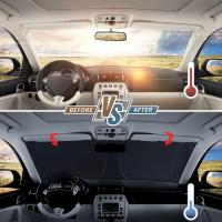 Parasol para coche, protector solar plegable para ventana delantera, parasol pequeño resistente a los rayos UV (150x70 cm) - details 1