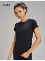 Camiseta deportiva de manga corta de secado rápido de diez colores, sudadera para mujer, ropa de Fitness transpirable, Top de manga corta para Yoga de Color sólido - details 3