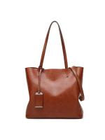 Bolso de cuero encerado para mujer, bolsa de hombro con doble correa, sencillo, para compras, 2022 - details 15