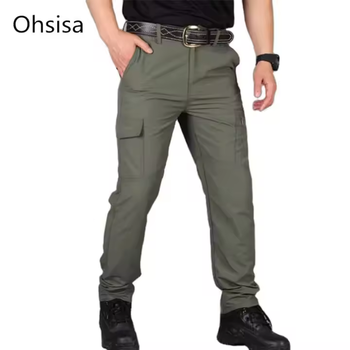Nuevos pantalones de ocio y deportes al aire libre de color sólido fino de secado rápido para hombres a la moda, pantalones tácticos - 1