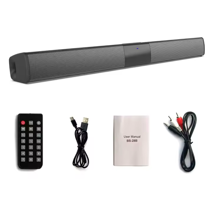 Barra de sonido BS-28B con Bluetooth, altavoz portátil inalámbrico de escritorio, multifuncional, color negro - 1