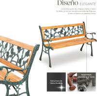 Banco de Jardín Exterior, Madera Lacada y Hierro Fundido, Diseño Elegante, Resistente y Estable, Patio y Terraza - Cruzado - details 22
