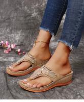 Women Open Toe Boho Casual Sandals Hollow Out Flip Flops Summer Wedge Sneakers Women's Footwear - details 9