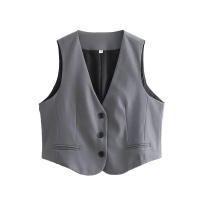 BUNO-Chaleco sin mangas para mujer, 15 colores, verano 2024, chalecos elegantes con cuello en V, chaleco de una sola botonadura, Tops, chalecos para mujer - details 2