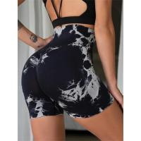 Pantalones cortos deportivos de cintura alta con pliegues y estampado Tie Dye para mujer, pantalones cortos informales ajustados, cómodos y transpirables sin costuras para entrenamiento de yoga y gimnasio - details 4
