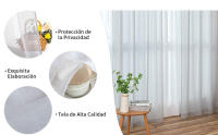 Cortinas modernas para sala de estar, cortina de gafas de poliéster translúcida blanca de 2 piezas, para terraza, sala de estar y dormitorio - details 4