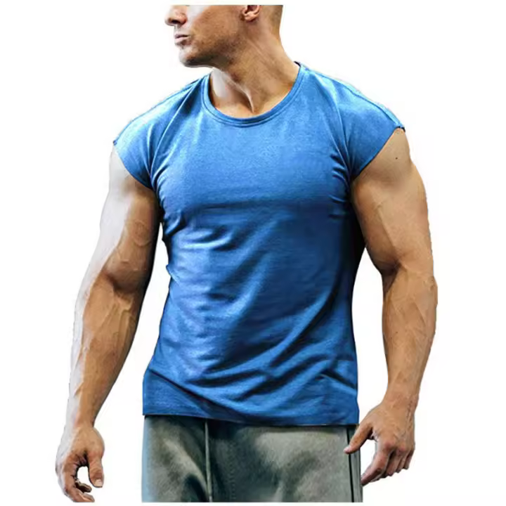 Camisetas ajustadas de manga corta para hombre, ropa de fitness muscular para adolescentes - 1