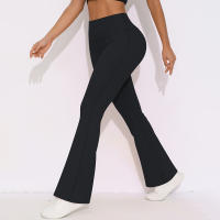 Mallas de Yoga a prueba de sentadillas para mujer, pantalones de Yoga de cintura alta, levantamiento de glúteos, pantalones de tiburón Micro acampanados, pantalones de Yoga ajustados de cintura alta - details 15