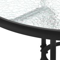 Mesa de jardín redonda de cristal de 70 cm de diámetro, mesa de balcón con orificio para sombrilla, altura 73 cm, negro - details 6