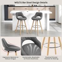 Juego de Taburetes de Cocina Alto 2 Piezas con Resalto y Reposapiés Altos para Bistro, Cafetería y Cocina Funda de Piel Sintética y Patas de Madera Blanco - details 13