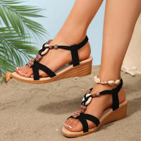 Sandalias de tacón de cuña de talla grande, cómodas, elásticas y perezosas para mujer, Verano 2025. - details 2