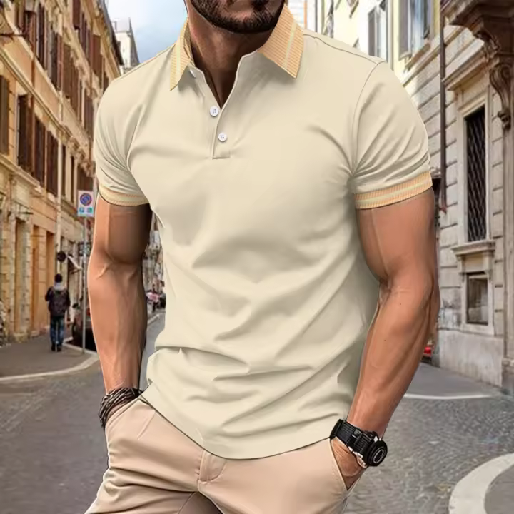 Polo de verano 2025, camisa de color a juego con botones para hombre, polo deportivo, polo de manga corta. - 1
