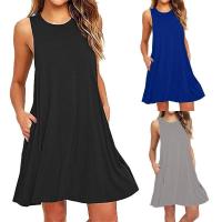 Vestido casual tipo camiseta para mujer, verano, con bolsillos, talla grande, estilo, vestido de playa, corte holgado y fluido. - details 0