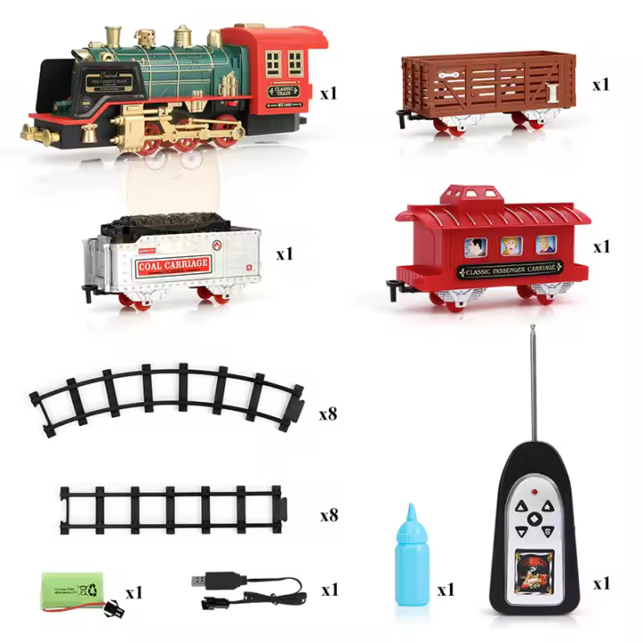 Juguete Educativo de Tren de Riel con Control Remoto Clásico Simulación Agua Vapor Regalo de Navidad para Niños Edad Recomendada 8 Años y Arriba - 1