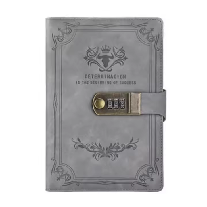 Libro de Password Retro A5 con Cerradura Diario de Cuadros Hecho a Mano Creativo de 200 Páginas - 1