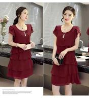 Novedad de verano, vestidos de gasa de retales para mujer, vestido Midi holgado Irregular de manga corta de Color sólido, ropa elegante de moda para mujer - details 4