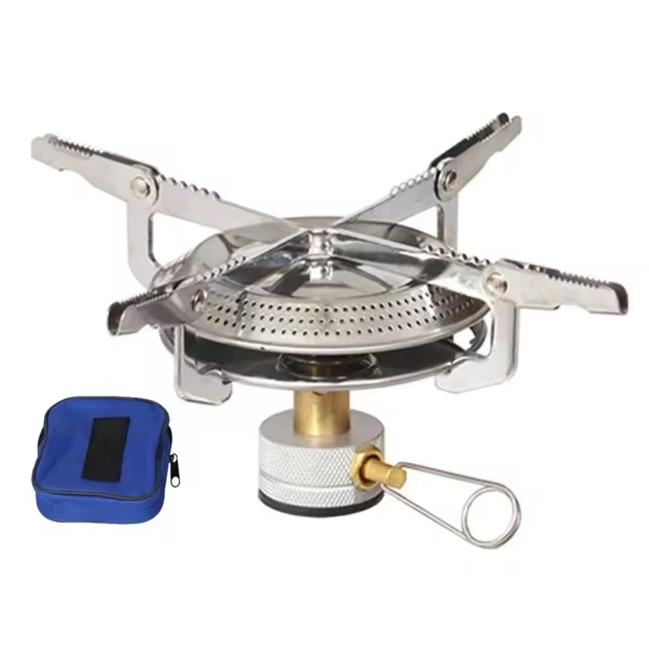 Mini estufa de gas para acampar al aire libre con bolsa de advertencia, estufa de cocina portátil para senderismo, montañismo y pesca, 1. - 1