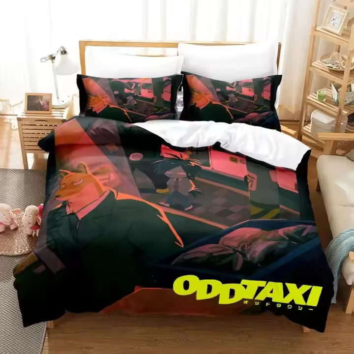 Juego de Ropa de Cama de Anime Odd Taxi Tamaño de Cama Twin Funda de Edredón Funda de Almohada - 1