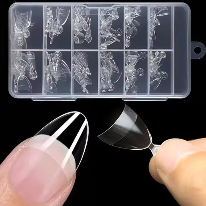 120 puntas cuadradas ultracortas, gel suave, cobertura total, uñas postizas semimate, transparentes, preformadas, puntas de extensión de uñas 12S - 1