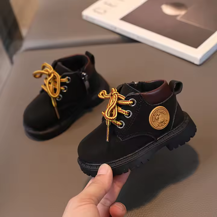 Nuevos Zapatos de Bebé Martin Botas Amarillas de Cuero para Niños Pequeños Zapatos de Suela Suave - 1