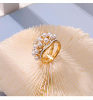 Nueva Bisutería Lujo Circonita Geométrico Anillo Pearl Mujer Elegant Abierto Trabajo Diario Accesorios - details 7