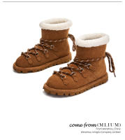 Botas de nieve de cuero nuevas botas cortas con correa térmica de terciopelo - details 2