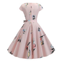Women summer vintage 1950s 60s big swing party polka dot dress - details 4
