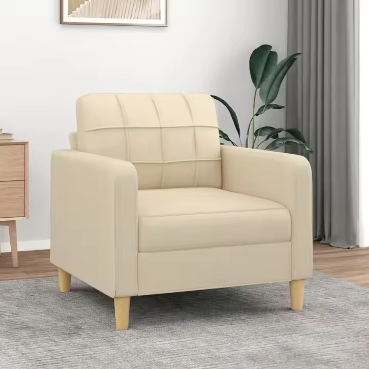 Sofá de 2 plazas de tela color crema 140 cm - 1