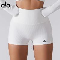 ALO yoga ropa ciclismo correr traje de fitness cintura alta elevación de caderas deporte adelgazar mujer manga larga tops pantalones cortos - details 3